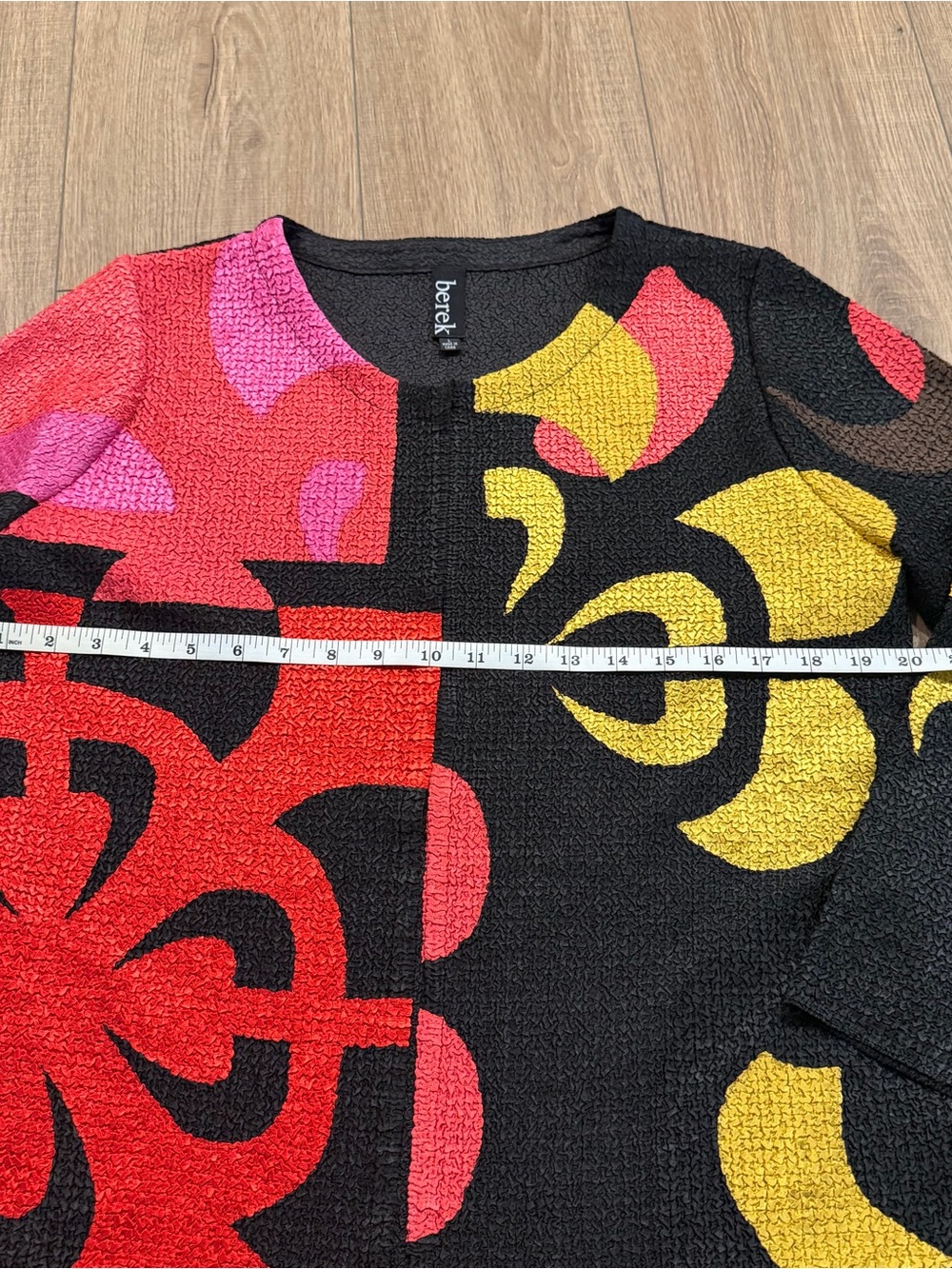 berek Black Multicolor Open-Front Abstract Cardigan, L - Picture 6 of 9